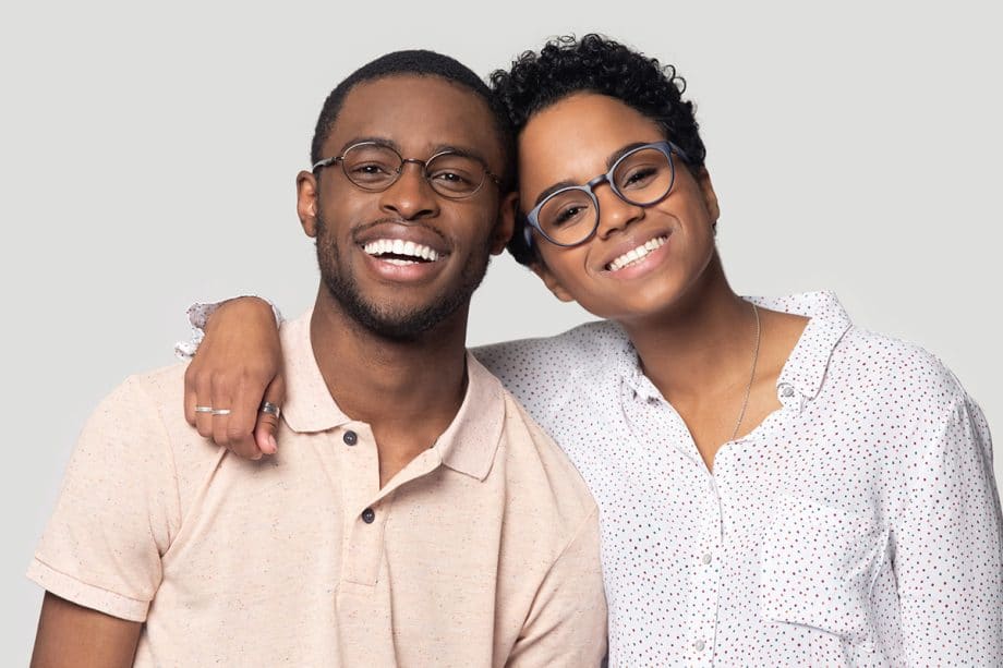 smiling couple after teeth whitening